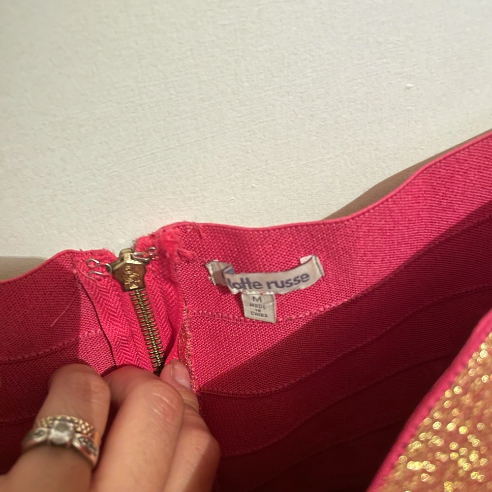 Spandex type pink and gold dress